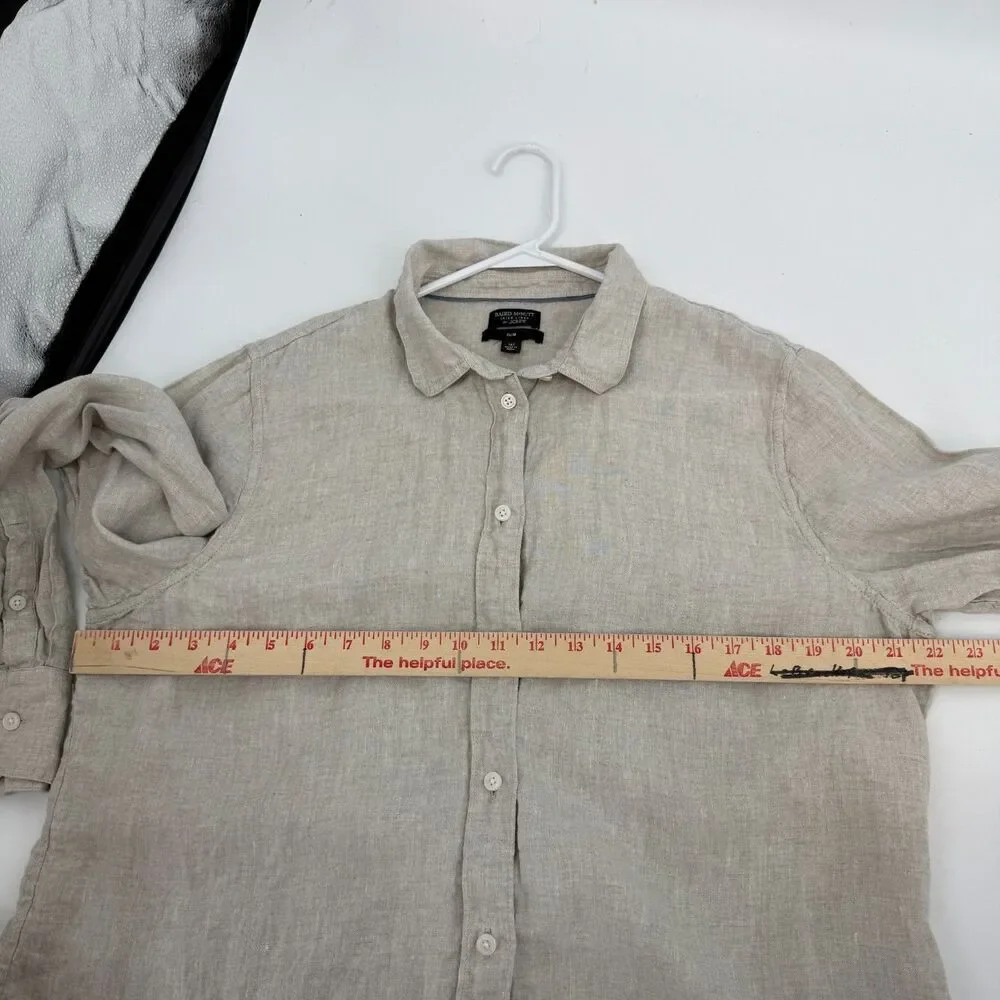 J.Crew Baird McNutt Irish Linen Shirt Beige Button Up Slim Capsule Size 16 TALL